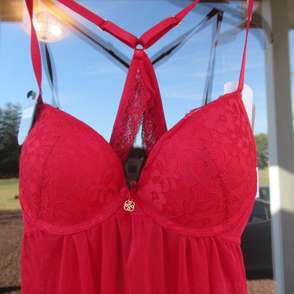 NWT push up baby doll & panty set red size S - Picture 5 of 16